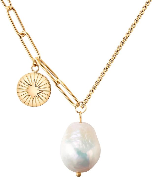 Image du produit Valero Pearls Femme Acier inoxydable Perle de culture d'eau douce or jaune 40,0 cm Chaîne de base + 5,0 cm (Acier inoxydable, 40 - 45 cm)