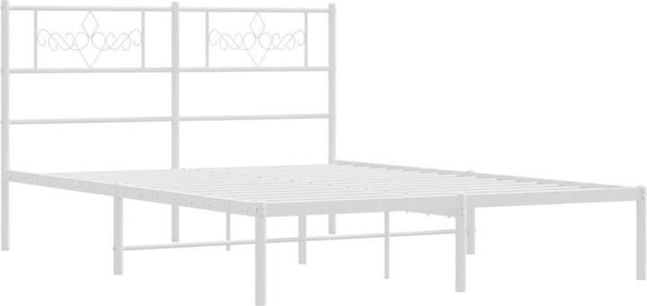 Produktbild vidaXL Bettgestell mit Kopfteil Metallbett Bett Doppelbett Weiss 140x200cm (140 x 200 cm)