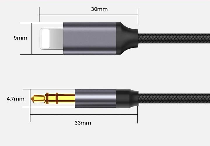 Actual product image Hermex Lightning to 3.5mm audio adapter Lightning to 3.5mm jack adapter (1 m, 3.5mm jack (AUX))