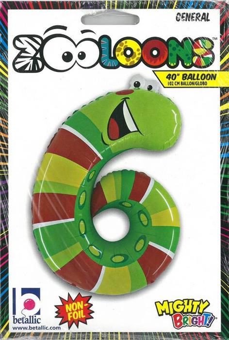 Produktbild Grabo Silberfolienballon Raupe, Zahl 6 (1 x)