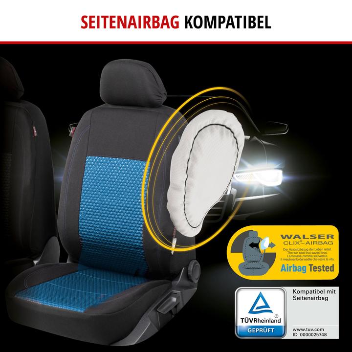 Produktbild Walser Autositzbezug ZIPP-IT Premium Avignon, PKW-Schonbezüge Komplettset mit Reiverschluss-System schwarz