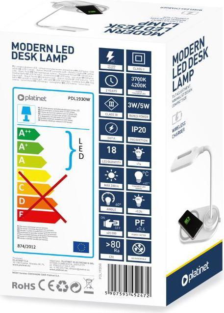 Actual product image Platinet White table lamp (PDL1930) (200 lm)