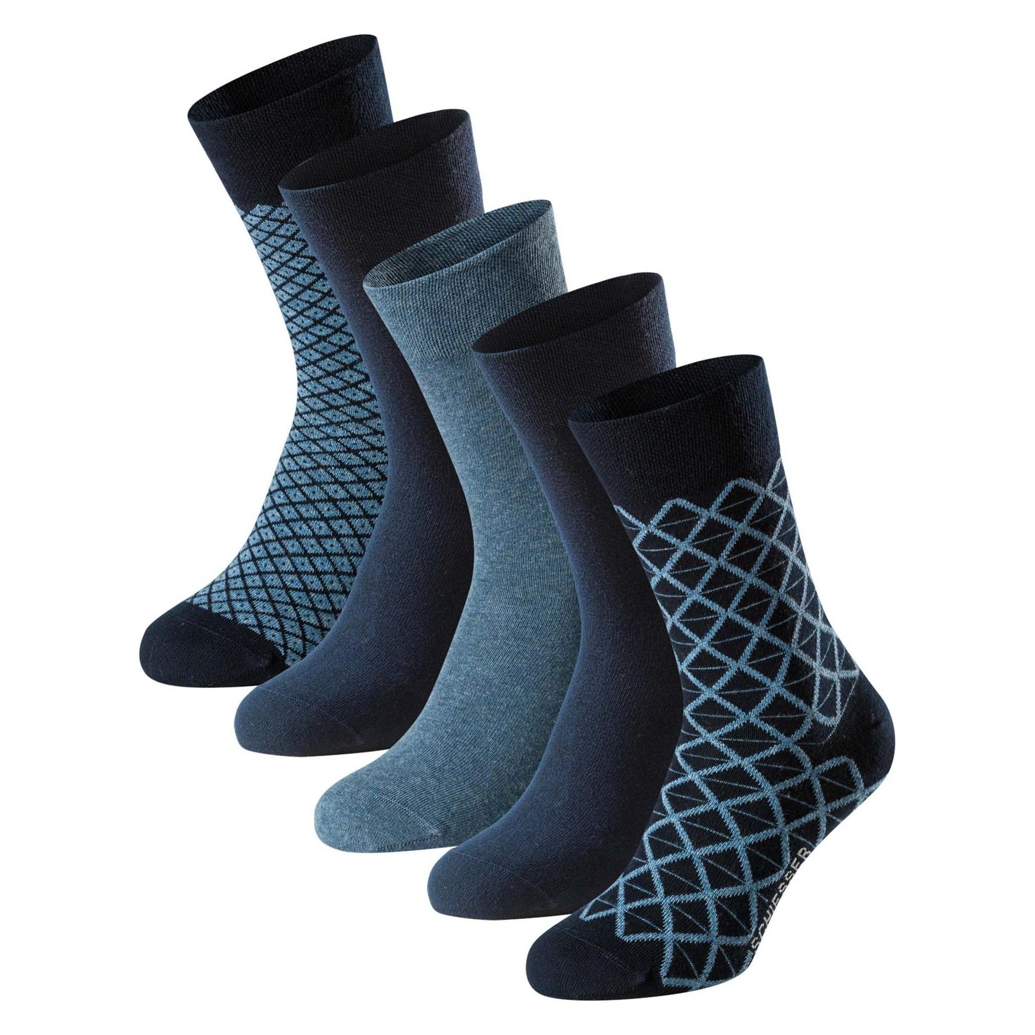 Schiesser, Herren, Socken, Freizeitsocken Bluebird, Blau, (5er Pack, 39 - 42)