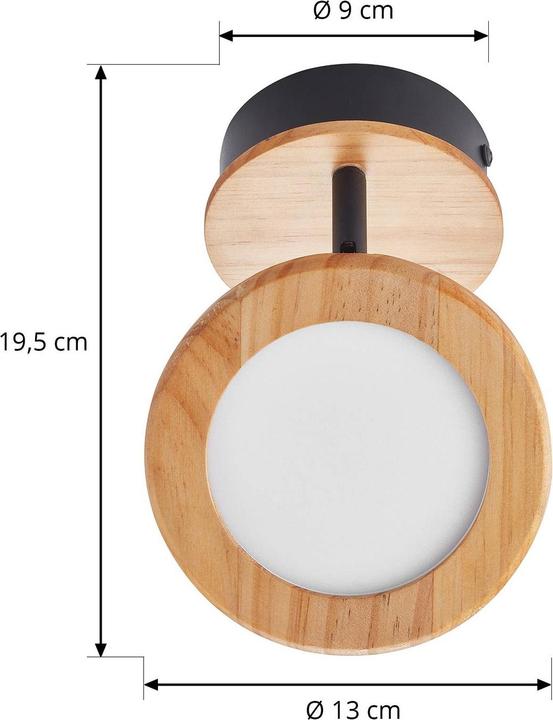 Actual product image Lindby Manel LED spotlight wood 1-light (280 lm)