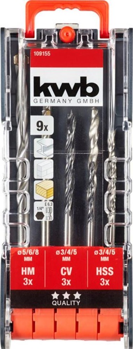 Produktbild kwb Kombi Bohrer E6.3 9tlg PWRBOX (8 mm, 4 mm, 5 mm, 6 mm, 3 mm)