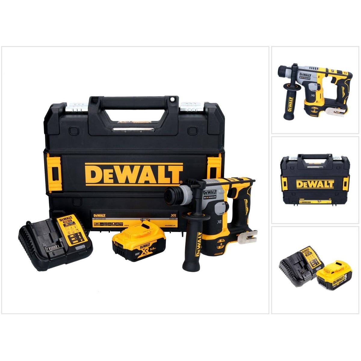 DeWalt, Bohrmaschine + Akkuschrauber, DCH 172 P1 Akku Bohrhammer 18 V 16 mm 1,4 Joule SDS plus Brushless + 1x Akku 5,0 A...