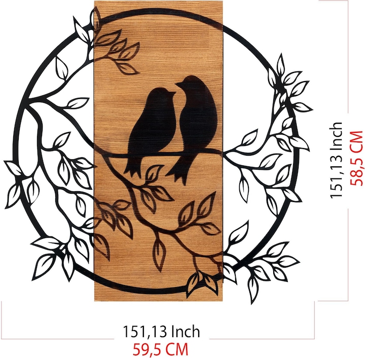 Produktbild Wallxpert Wanddekoration Vogel 59.5 cm x 58.5 cm