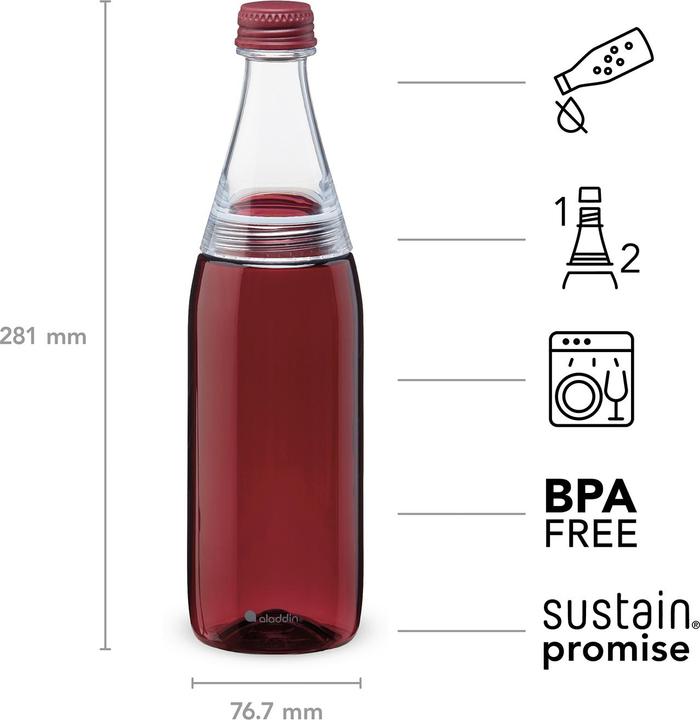 Actual product image Aladdin Fresco Twist & Go Water Bottle 0.7L Burgundy Red (0.70 l)