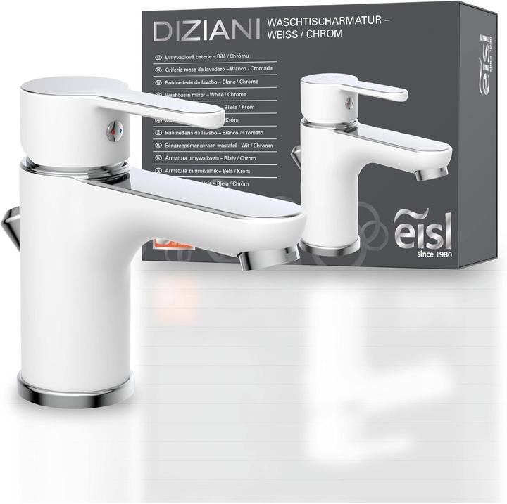 Image du produit Eisl Robinet salle de bain DIZIANI Robinet de lavabo blanc chromé Mitigeur NI075DINWCR