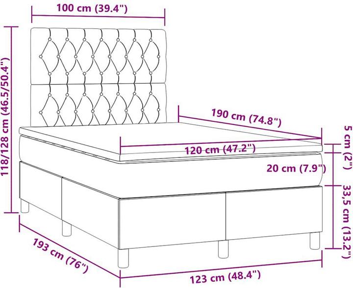 Image du produit vidaXL Boxspringbett (120 x 190 cm)