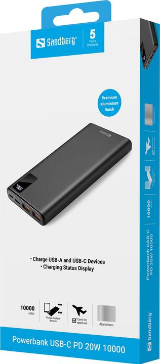 Produktbild Sandberg Powerbank USB-C PD (10000 mAh, 20 W, 37 Wh)