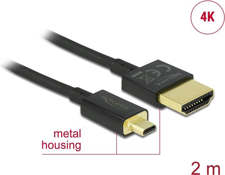 Produktbild Delock HDMI Typ A — micro HDMI Typ D (2 m, HDMI)