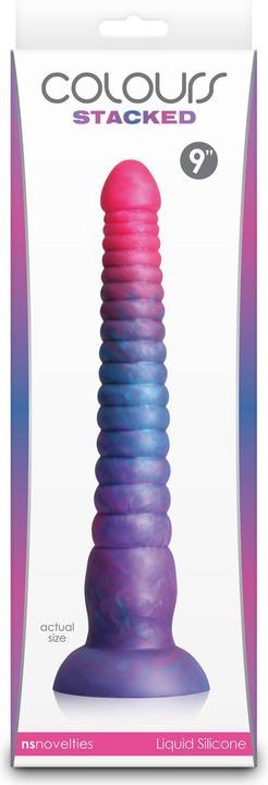Actual product image NS Novelties colours stacked 9 inch dildo red/gold