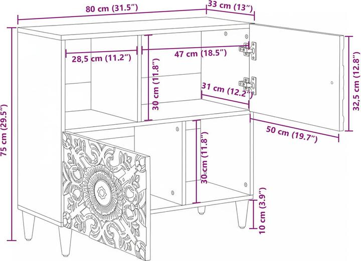 Produktbild vidaXL Modernes Sideboard (80 x 33.50 x 75 cm)