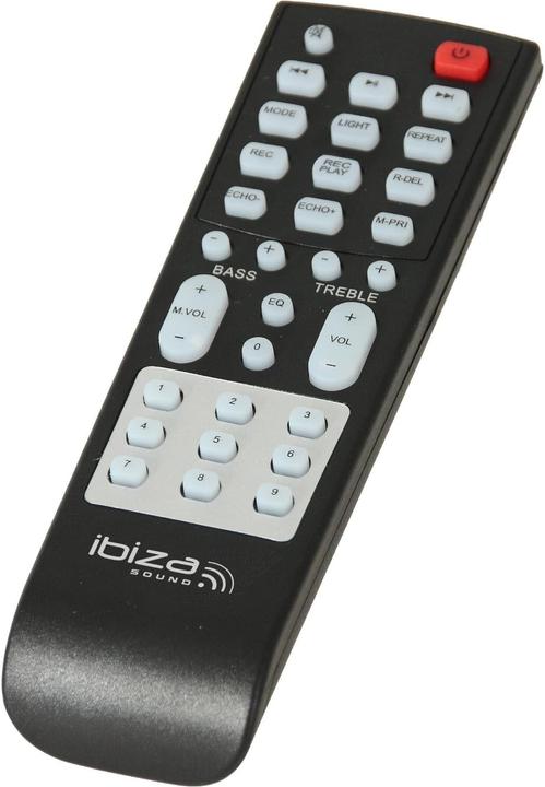 Actual product image Ibiza Portable Bluetooth Speaker with LED Lights, USB, SD, AUX Inputs, Microphone Jacks, and Remote (7 h)