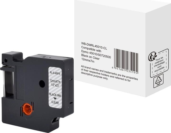 Actual product image Markenlos Lettering tape RL-D-45010P ABS Black (1.20 cm, Black)