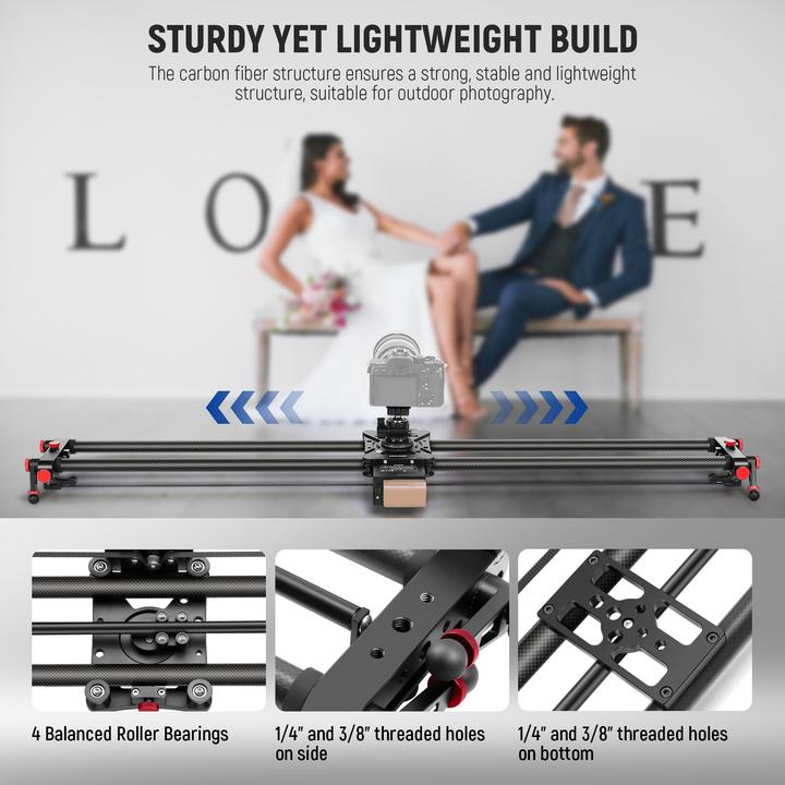 Actual product image Neewer 120cm Carbon Fiber Motorized Camera Slider With App Control (Slider)