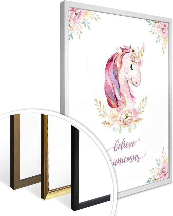 Immagine prodotto Trenddeko Kvilis - Credere in unicorni - unicorno con fiori (80 x 100 cm)
