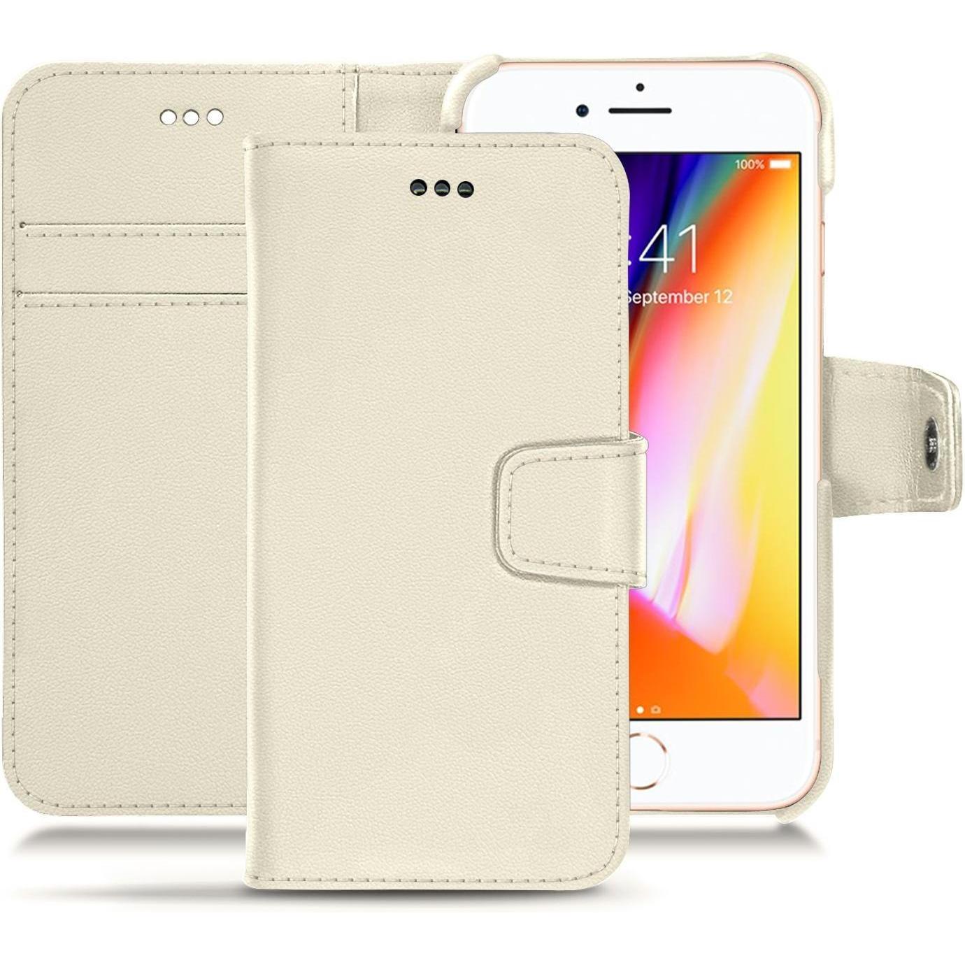 Noreve Lederschutzhülle Wallet (Apple iPhone 8), Smartphone Hülle, Weiss