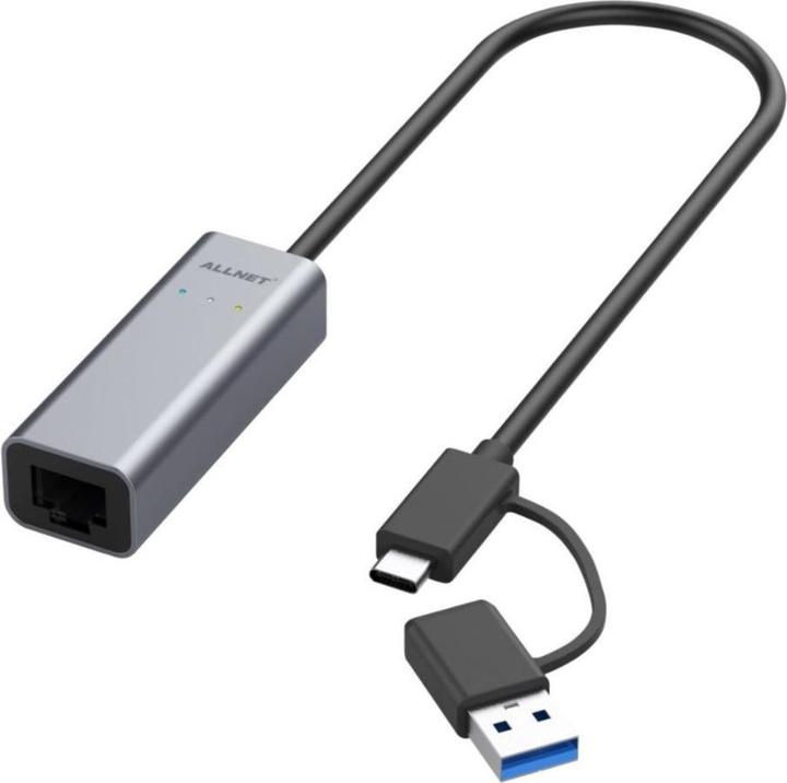Actual product image Allnet USB 3.0 Type-C&A Ethernet Adapter (USB 2.0, USB 3.0, USB 3.1 Gen 1, USB-C, RJ45 Gigabit Ethernet (1x))