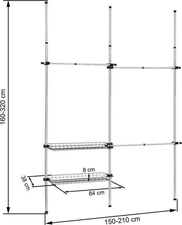 Produktbild tectake Teleskop Garderobensystem