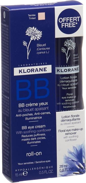 Actual product image Klorane Bleuet Eye Cream Roll-on 15 ml + Lotion (Eye Care Roll-On, 15 ml)