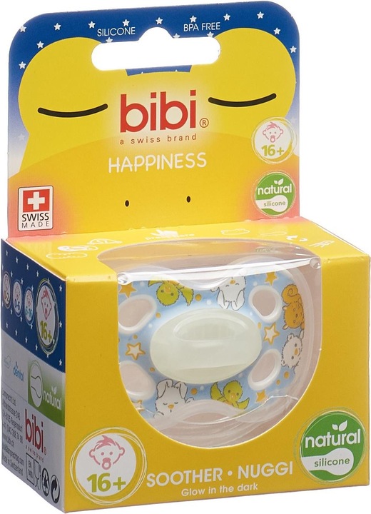 bibi Nuggi Happiness Natural Silicone 16+ Glow in the Dark SV-A (1 x, from 16 m.)