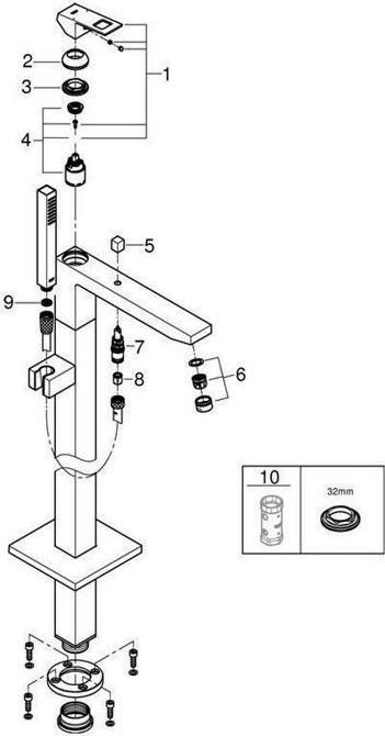 Produktbild Grohe Einhand-Wannenbatterie EUROCUBE 1/2" Bd-Mont chr