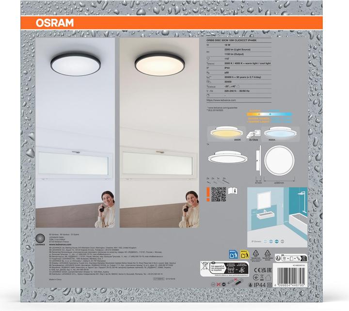 Produktbild Osram Bathroom Ceiling CCT IP44 300mm Black Click-CCT (1150 lm)