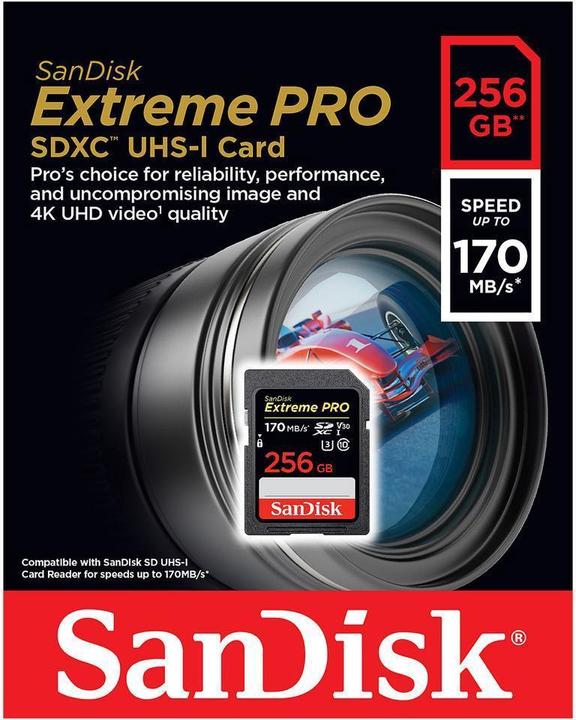 Produktbild SanDisk Extreme Pro SDXC U3 (256 GB, SDXC, U3, UHS-I)