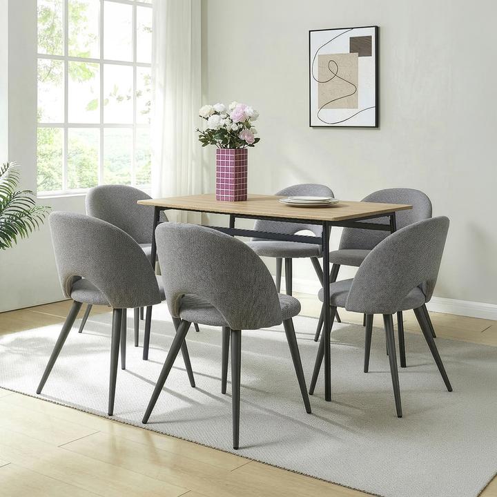 Image du produit En.Casa Esszimmerstuhl Karijoki 6er Set Webstoff Grau