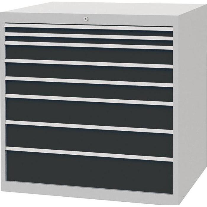 Thumbnail - HP Autozubehör, Werkstattschrank, Schubladenschrank H1019xB1005xT736mm lichtgrau/anthrazitgrau 8 Schubl. Vollauszug (100...