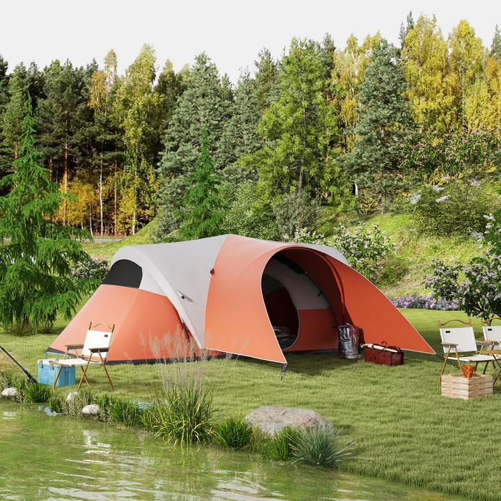 Actual product image Outsunny Tunnelzelt Polyester Orange (Tunnel tent, 6 persons)