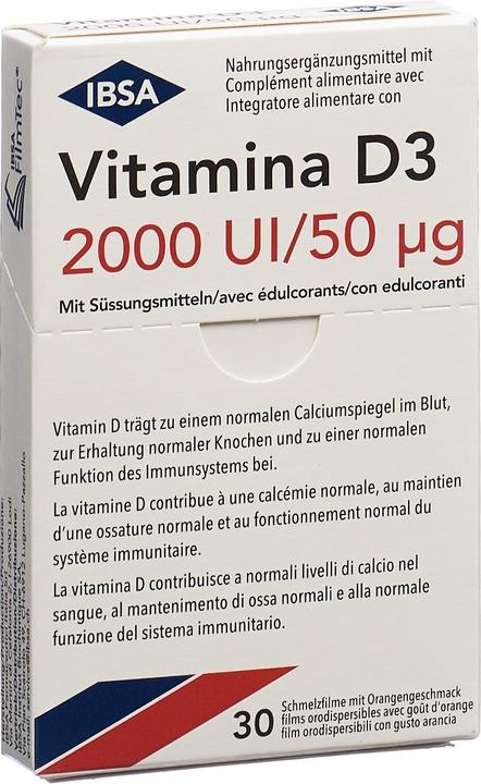Immagine prodotto Vitamina D3 Pellicola di fusione 2000 U.I. 30 pezzi. (30 Pezzo/i, 27 g)
