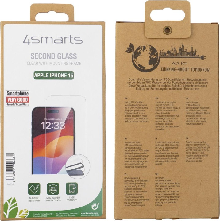 Actual product image 4smarts Second Glass (1 Piece, Apple iPhone 15)