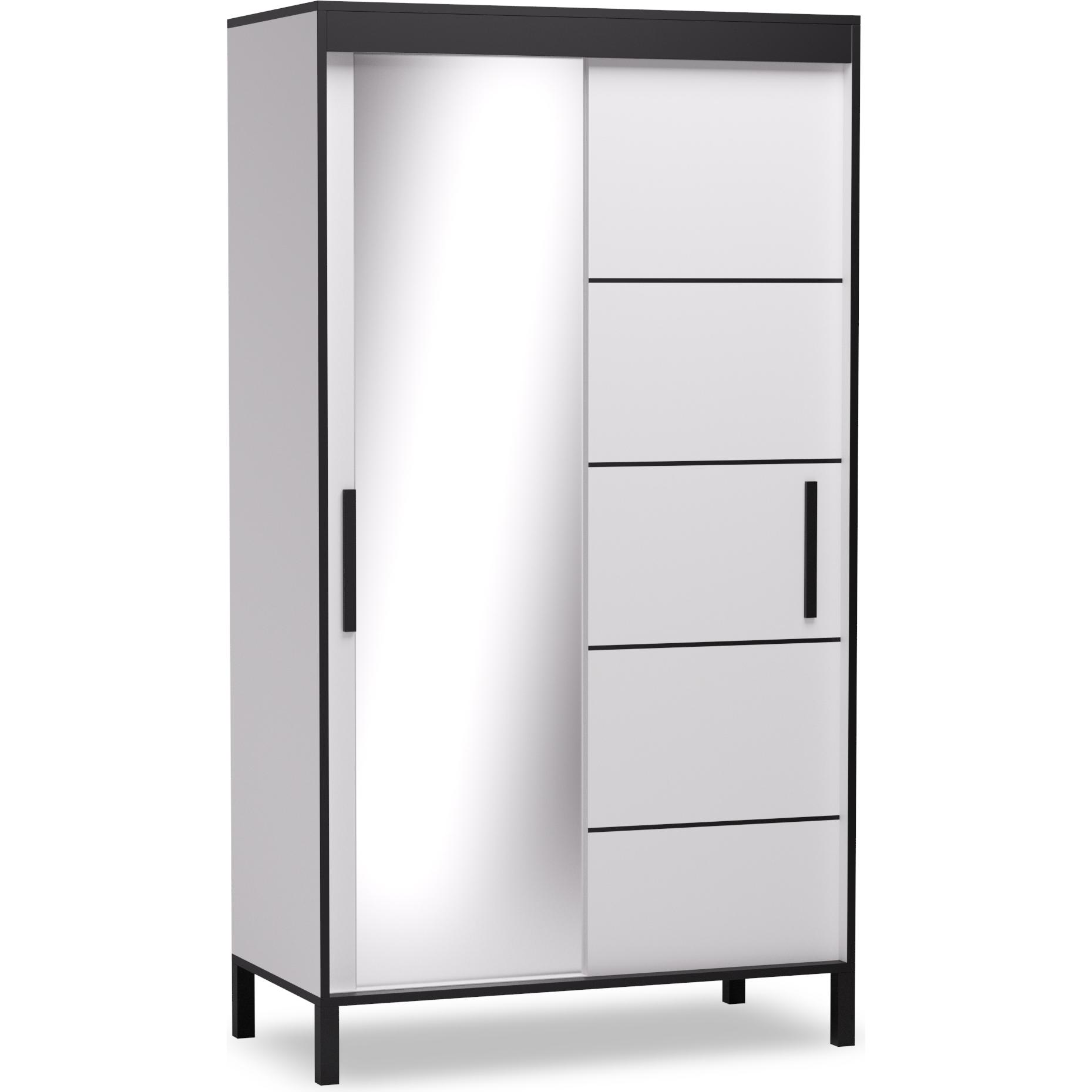 ADRK Furniture, Kleiderschrank, Verspiegelter Schiebeschrank BELL-M 120 (120 x 60 x 221 cm)