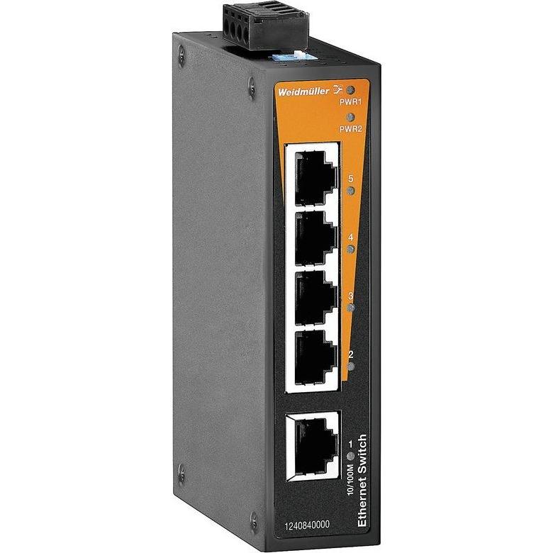 Thumbnail - Weidmüller Network Switch Unmanaged, Fast Ethernet (5 Ports), Netzwerk Switch, Schwarz