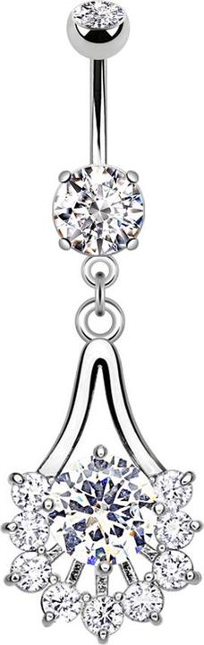 Produktbild Star Piercing Banane silber mit Anhänger Tribal Tropfen mit Kristall (Messing, Chirurgenstahl 316L)