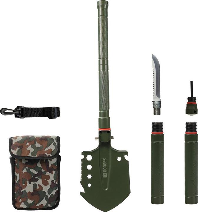 Actual product image Dönges Multifunktionaler Klappspaten All-in-One, in Camouflage Tasche, olivgrün
