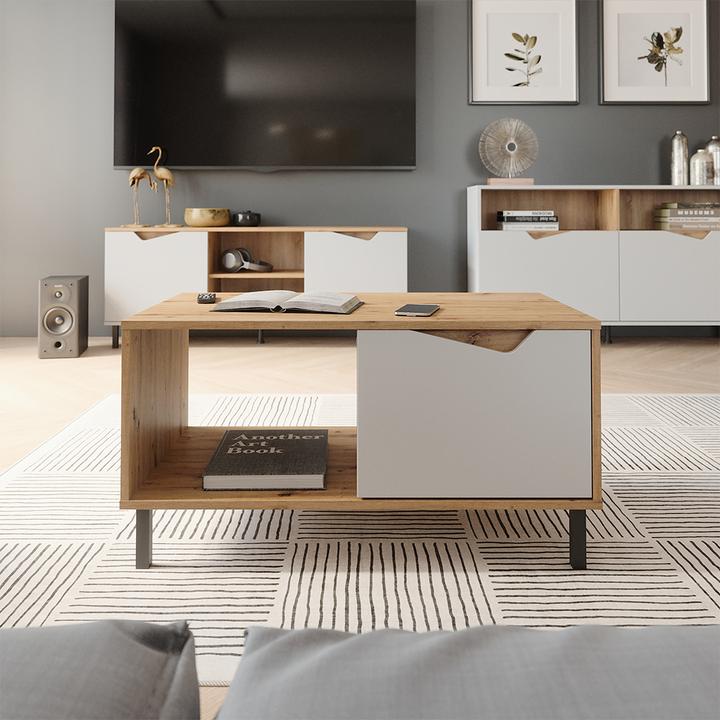 Produktbild Vicco Couchtisch Marelle, Weiss/Artisan, 90 x 50 cm mit 1 Tür