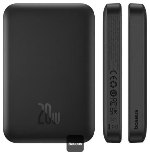 Actual product image Joyroom Mini Wireless PowerBank 20W Baseus (black) (6000 mAh, 20 W, 22.20 Wh)