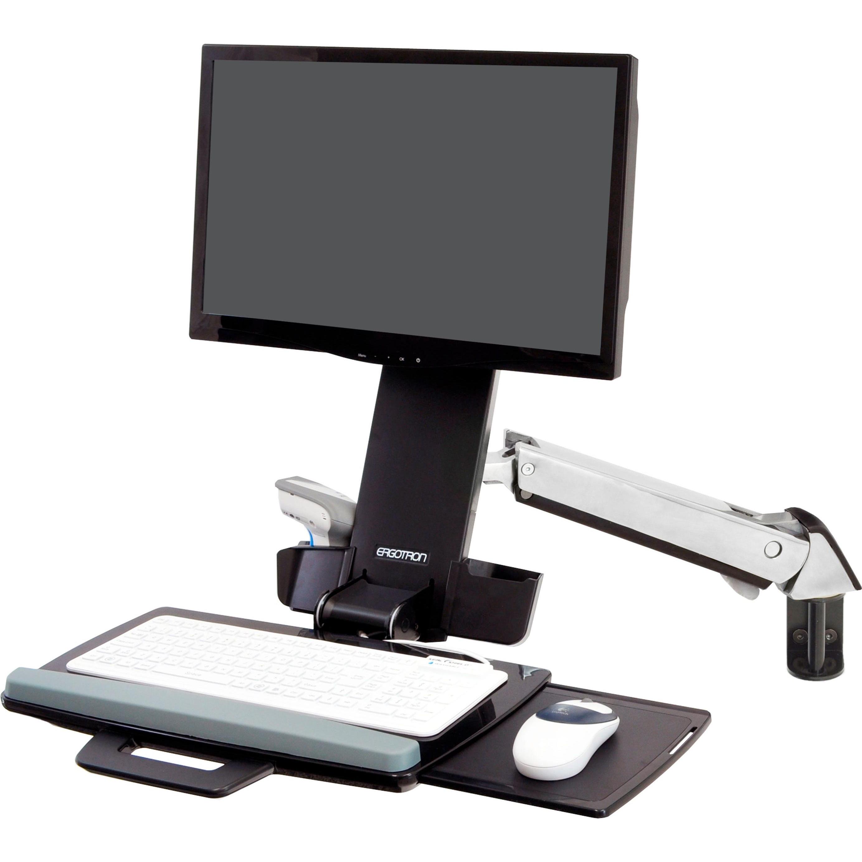 Ergotron Braccio Combinato Sv Sit Stand (Muro, 24", 13.20 kg), Supporto per monitor, Bianco