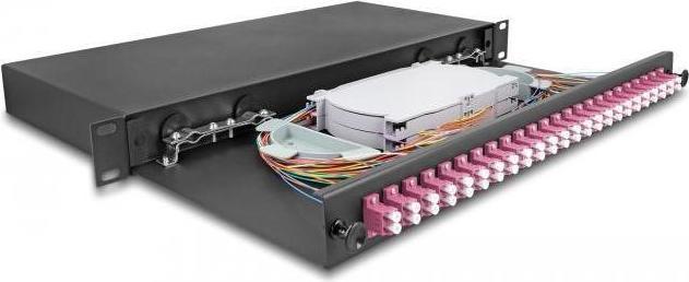 Actual product image Delock 19? Fibre optic splice box 24 x LC duplex OM4 1U completely equipped ready to splice