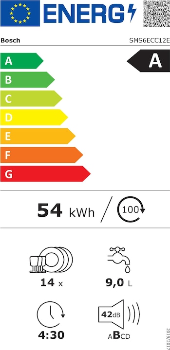 Energie-Label Bosch Hausgeräte Serie 6 SMS6ECC12E