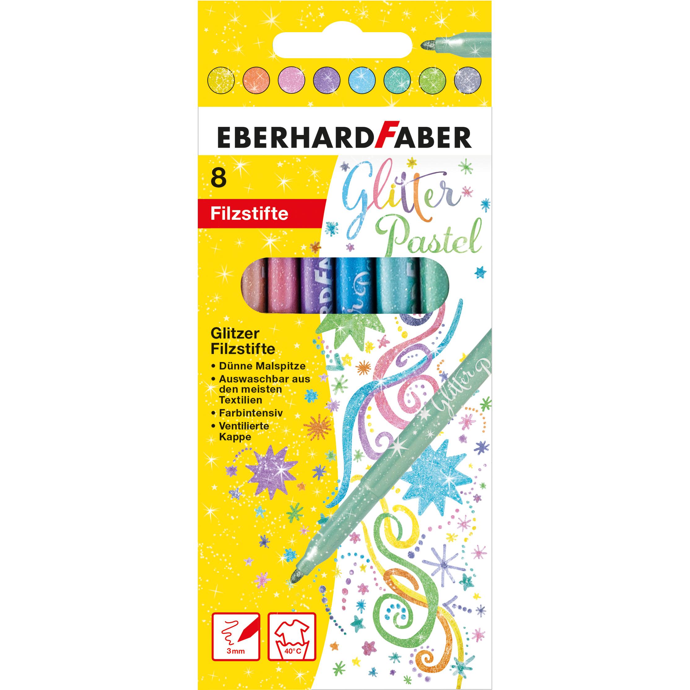 EberhardFaber, Malstifte, Fasermaler Glitter (Mehrfarbig, 8 x)