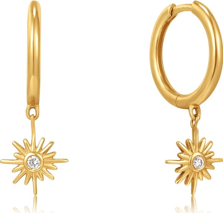 Image du produit Ania Haie Or 14kt Natural Diamond Sunburst Huggie Boucles d'oreilles (Or jaune 14 carats)