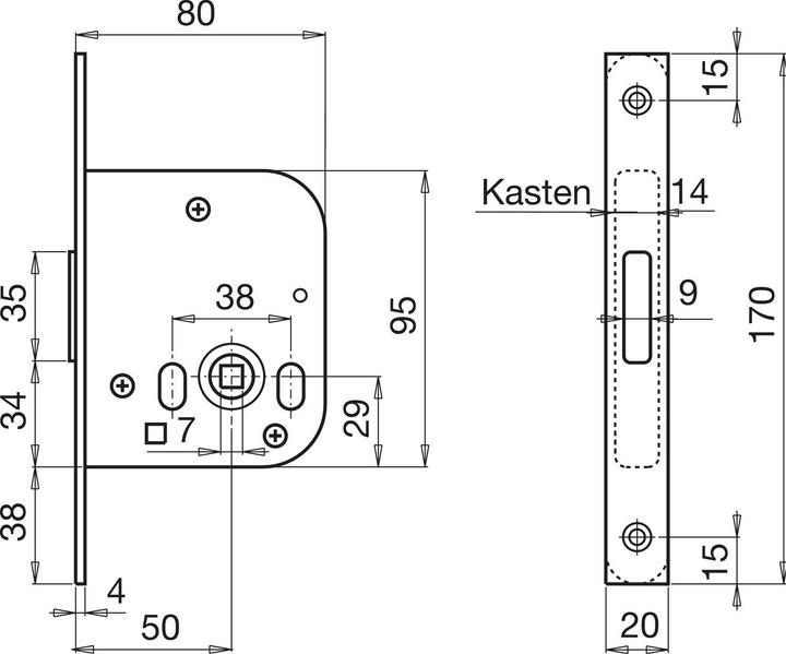 Productafbeelding Grundmann Insteekslot WG 48, WC, DM 50 mm, zilverkleurig verzinkt, 1 st