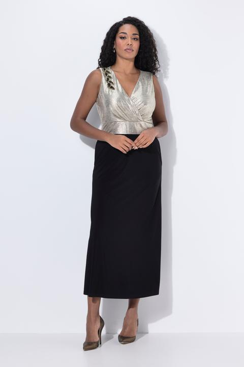 Immagine prodotto Ulla Popken Maxi abito dal taglio smanicato con glitter, ricami e scollo a V (54)