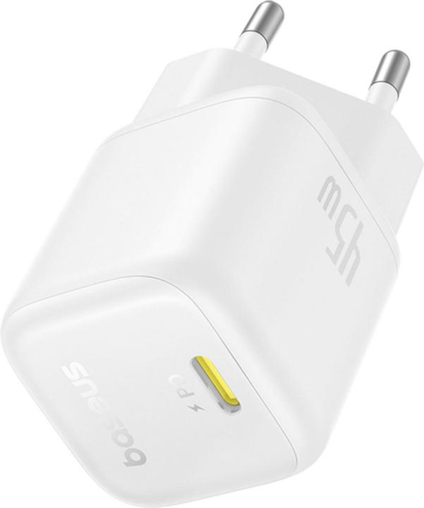 Image du produit Baseus - Wall Charger PicoGo (P10176800213-00) - GaN, Fast Charging, 45W, USB-C - Moon White (45 W, 1 portion)