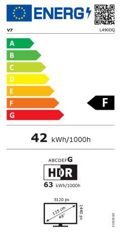 Energie-Label V7 49IN 5120 X 1440 CURVED MONITOR (5120 x 1440 Pixel, 49")